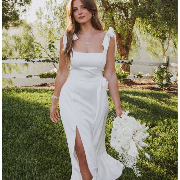 Show Me Your Mumu Garden Midi Dress in Ivory Luxe Satin - Picture 2 of 6